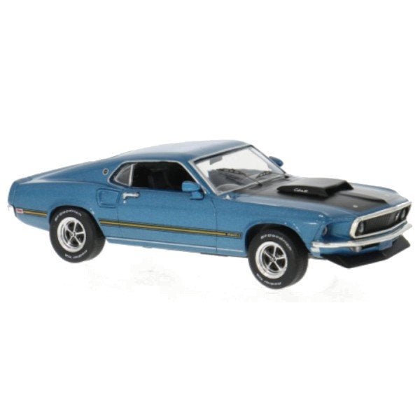 Ford Mustang Mach 1 1969 Blauw Schaal 1/43 Ixo Models, Hobby en Vrije tijd, Overige merken, Ixo Models, Auto, Ixo Models