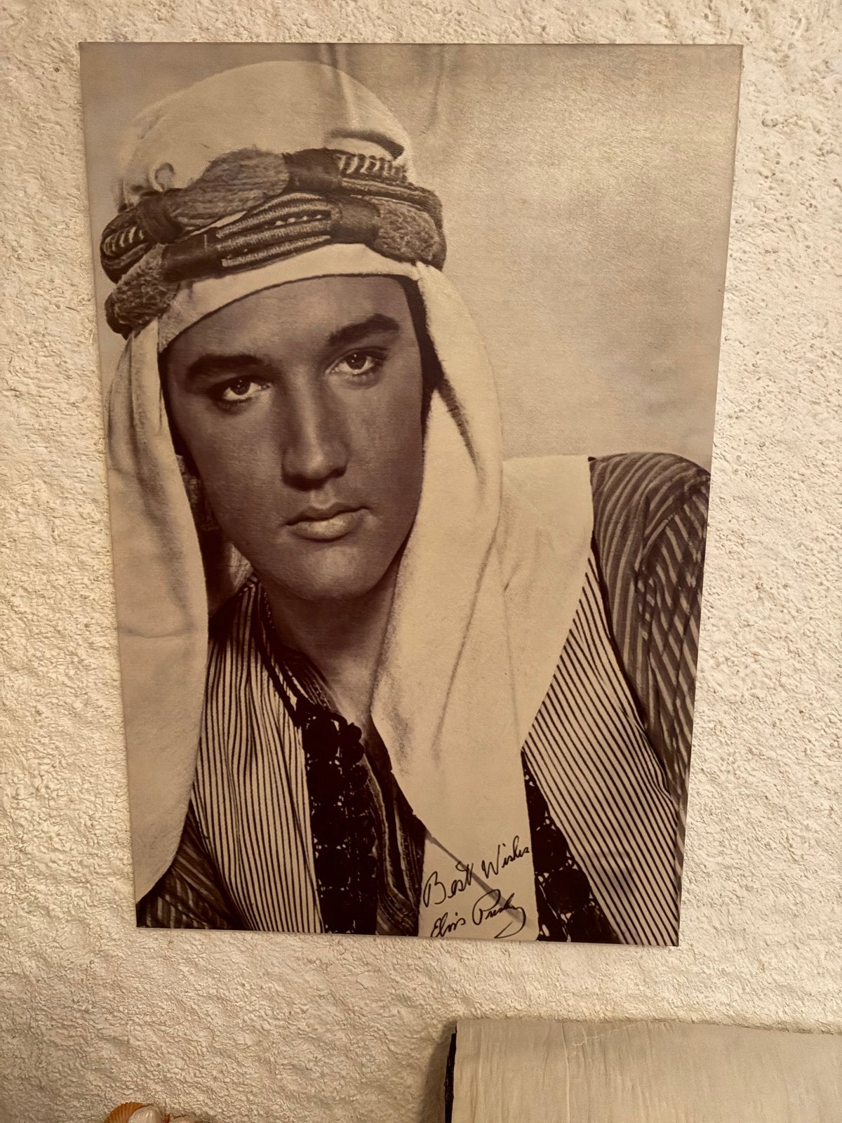 Vintage Elvis Presley Poster - Arabische Kleding, Verzamelen, Ophalen, Gebruikt, Poster, Artwork of Schilderij, Gesigneerd