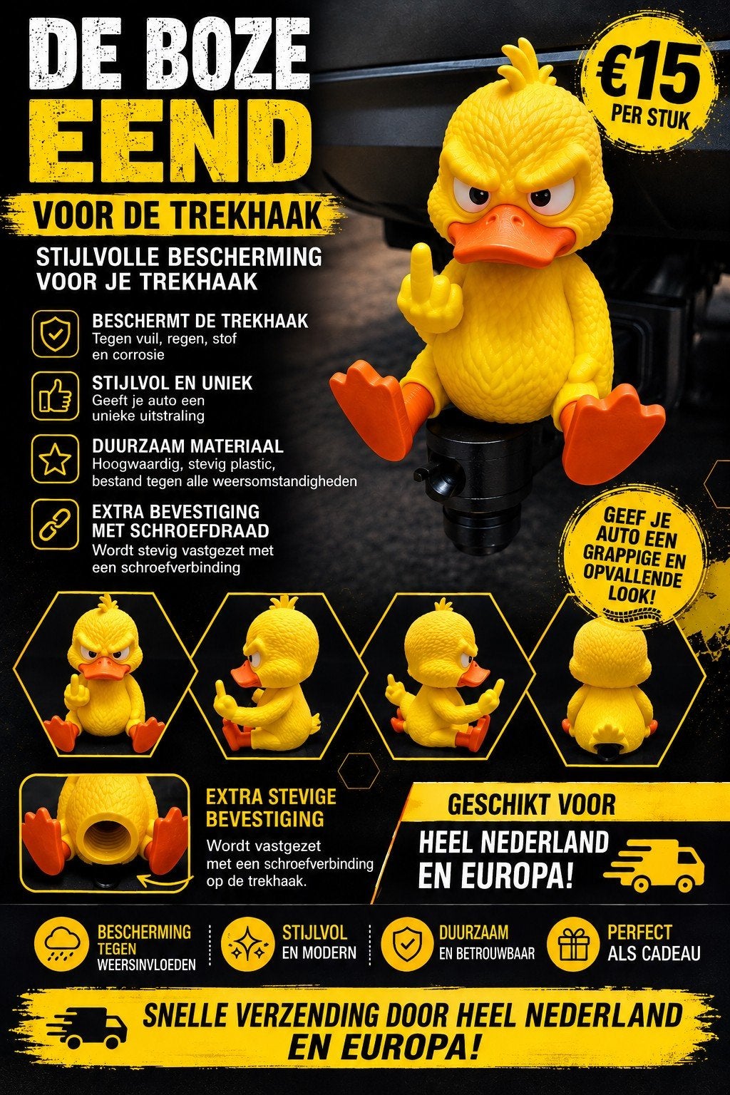 Boze Eend Trekhaakdop - Stijlvolle Bescherming, Ophalen of Verzenden, Nieuw