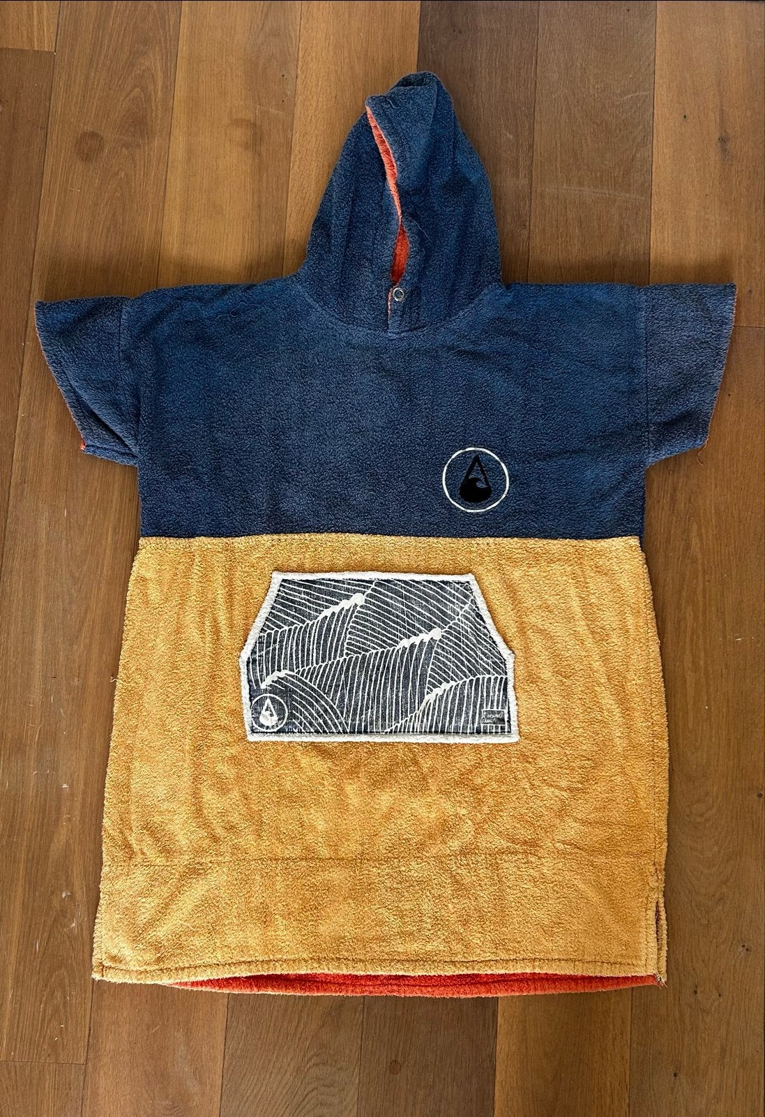 The Ponchino - surfponcho - Blauw/Geel, Ophalen of Verzenden, Zo goed als nieuw, Blauw, Overige typen