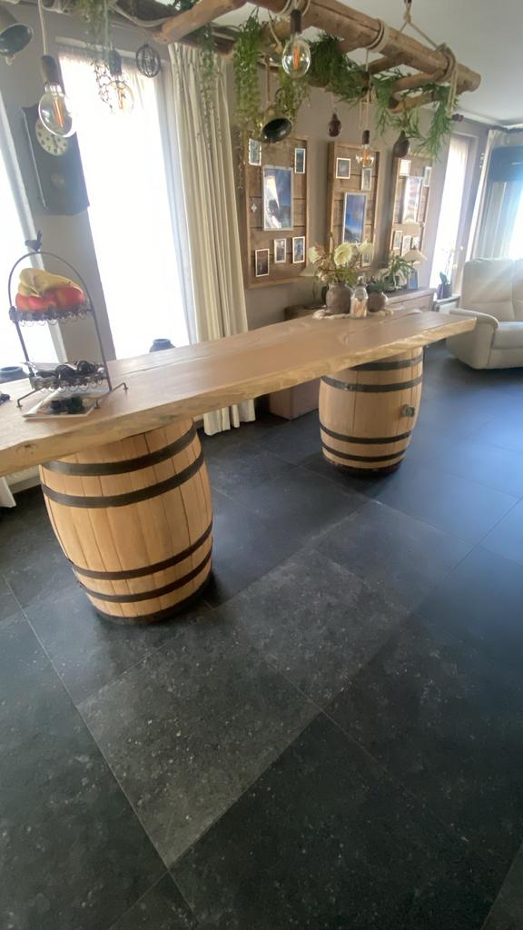 Boomstamtafel - robuust en uniek design, Ophalen, Gebruikt, 200 cm of meer, 50 tot 100 cm