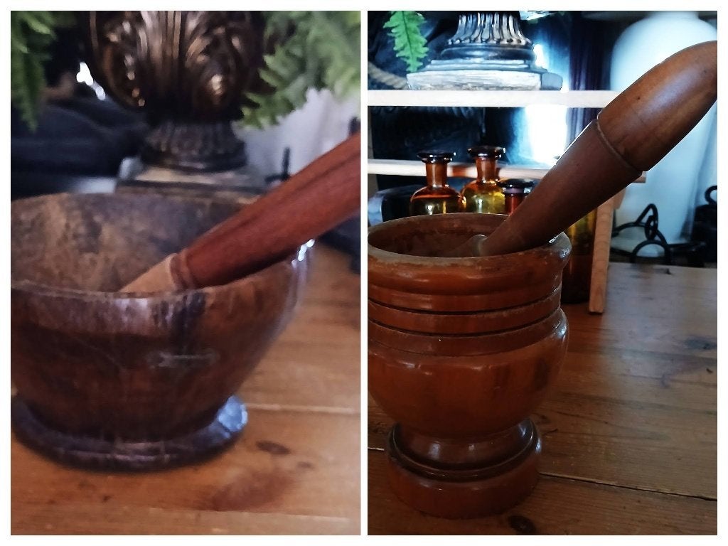 Houten vijzel met stamper vintage en India oosters, Antiek en Kunst, Ophalen of Verzenden
