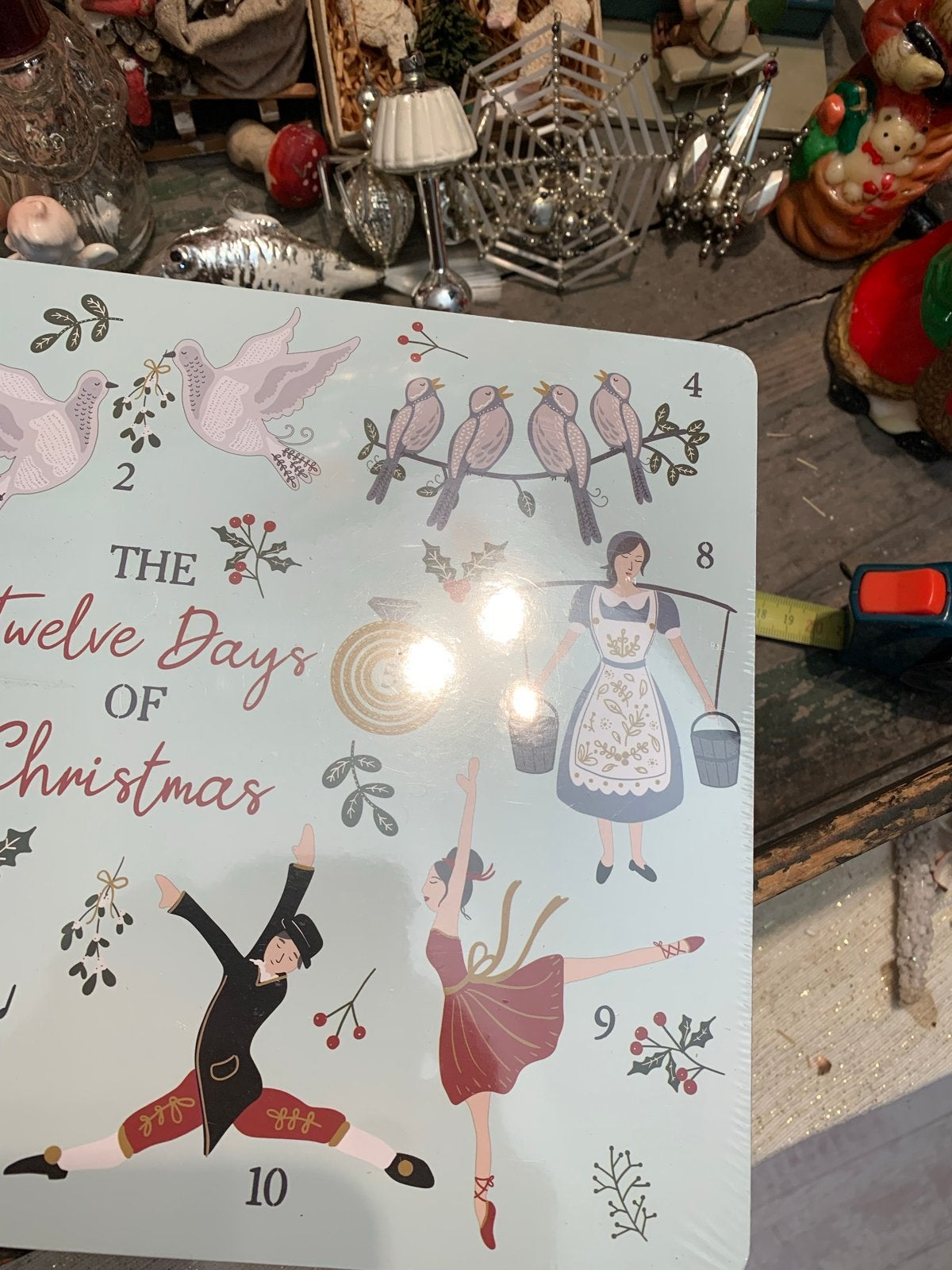 Kerst placemats 'The Twelve Days of Christmas' (4 stuks), T, Ophalen of Verzenden, Zo goed als nieuw, N