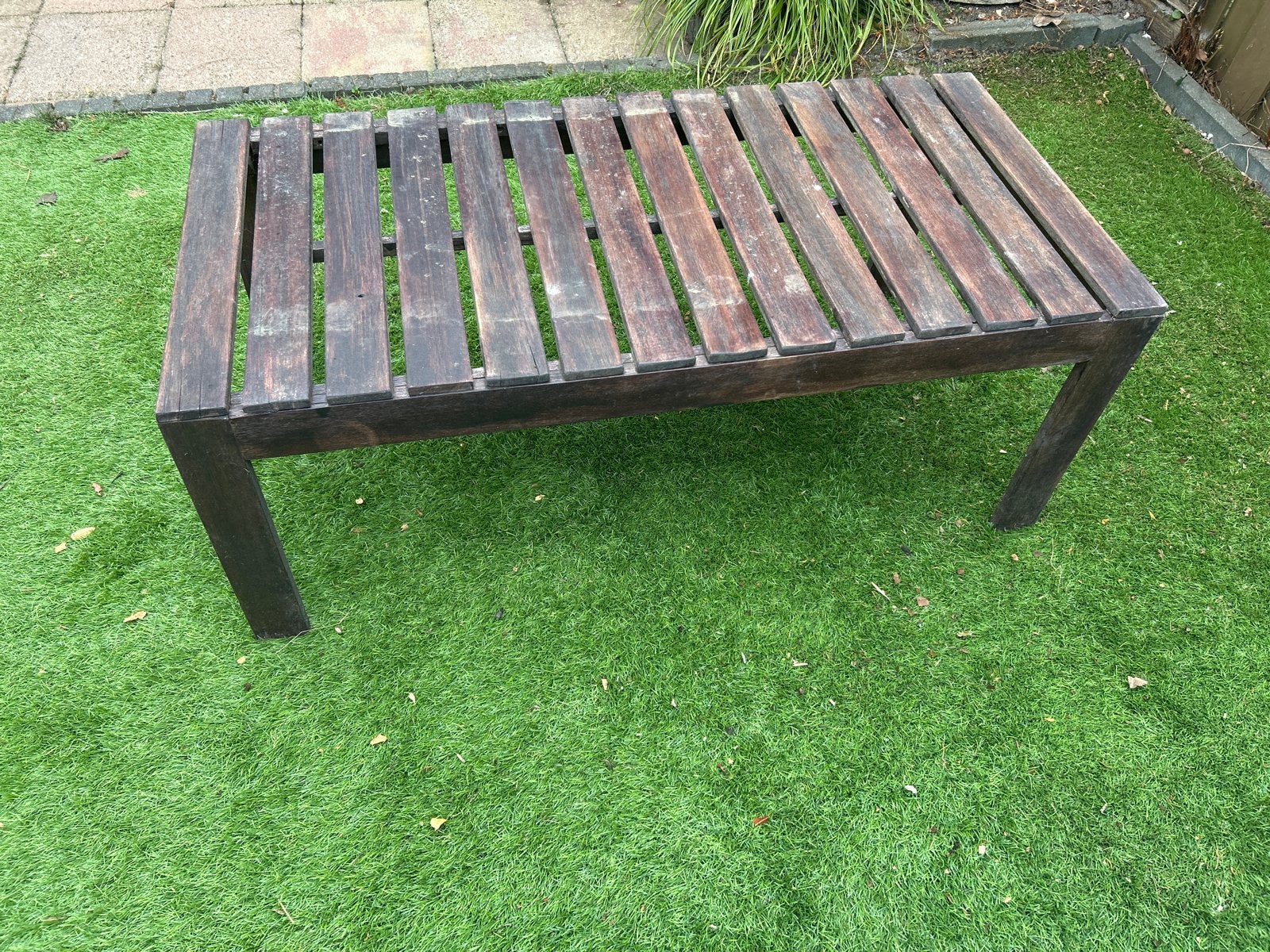 Houten tuintafel - 102x50x40 cm, Tuin en Terras, Tuintafels, Ophalen, Gebruikt, Rechthoekig, Hout