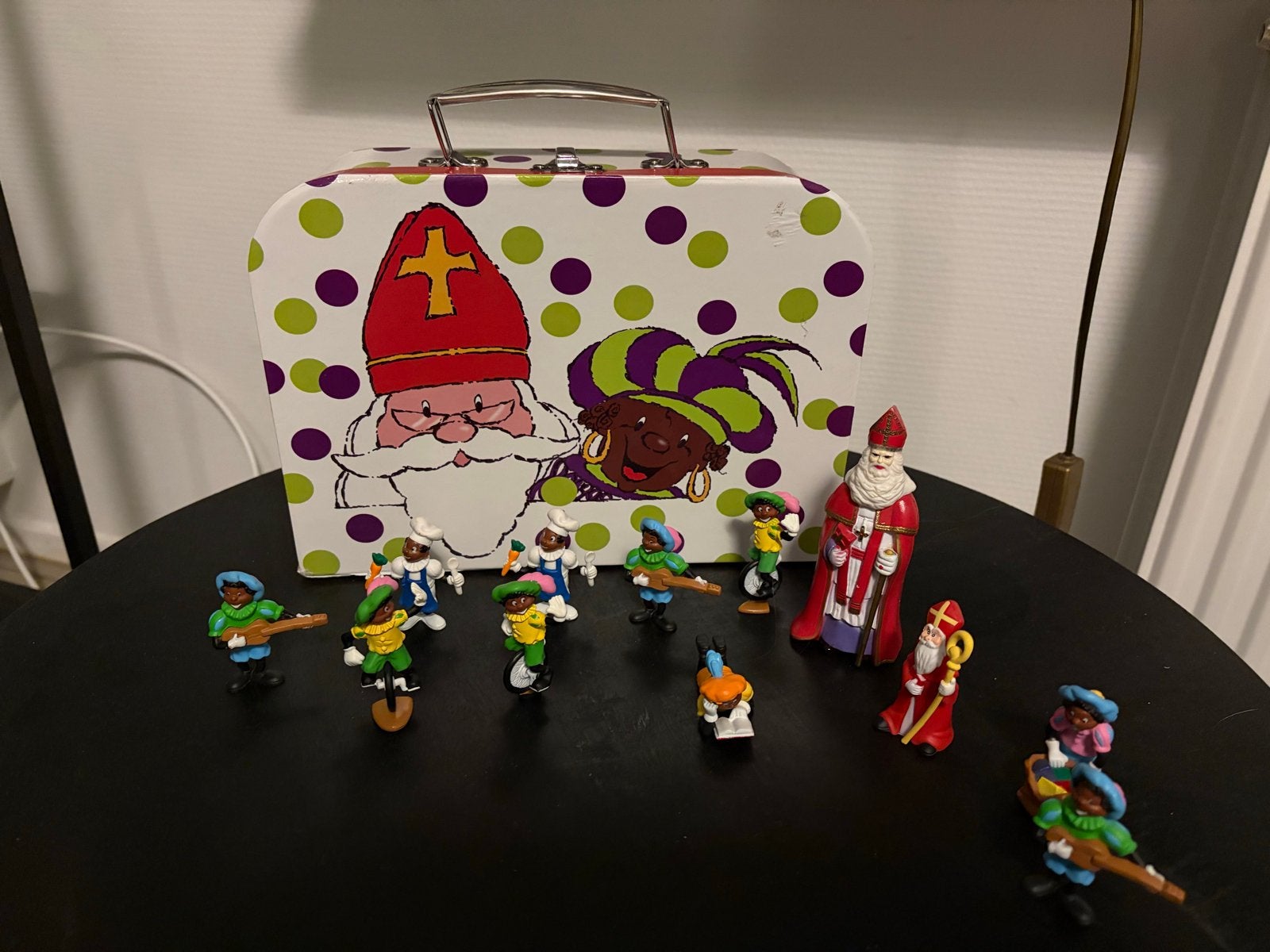 Leuke Sinterklaas vintage koffertje met poppetjes  blokker, Ophalen of Verzenden