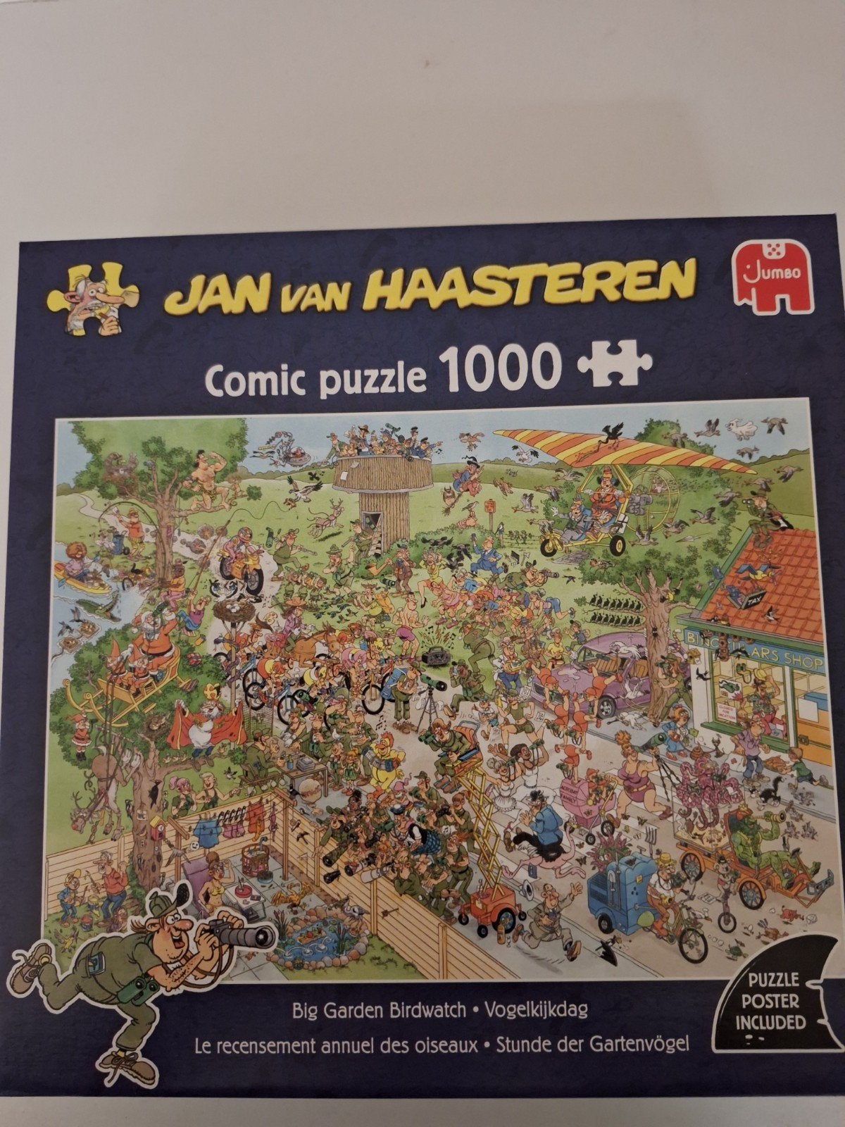 Jan van Haasteren puzzel 1000 stukjes - Vogelkijkdag, Ophalen of Verzenden, 500 t/m 1500 stukjes, Zo goed als nieuw, Legpuzzel