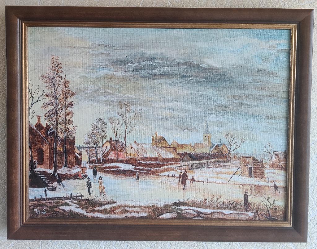 Nederlandse winterlandschap schilderij, Ophalen