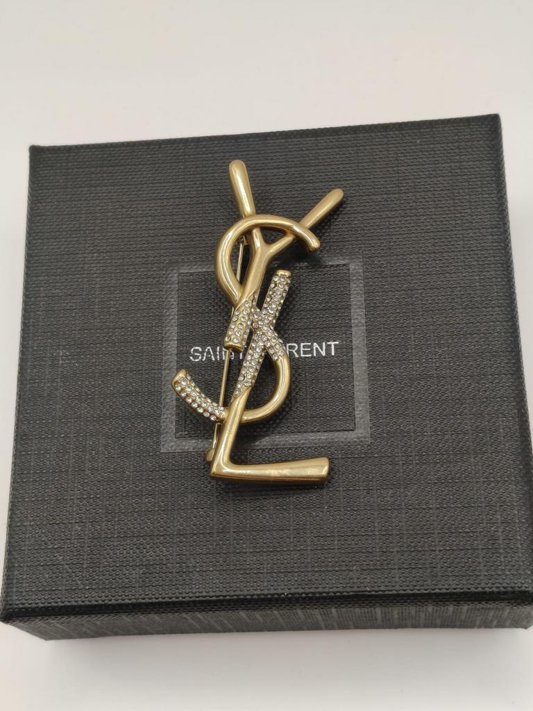 YSL Saint Laurent broche, Sieraden, Tassen en Uiterlijk, Broches, Overige materialen, 4 tot 7 cm, Gebruikt, Ophalen of Verzenden
