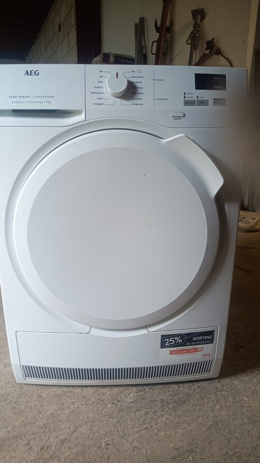 AEG droger 7000 serie 7kg, Ophalen, 6 tot 8 kg, Gebruikt, 85 tot 90 cm
