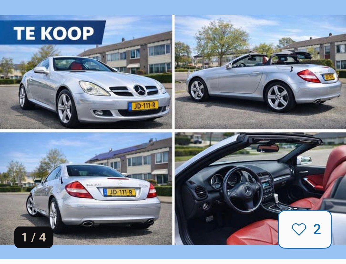 Mercedes Benz SLK 200 kompressor zilver metalic, Ophalen
