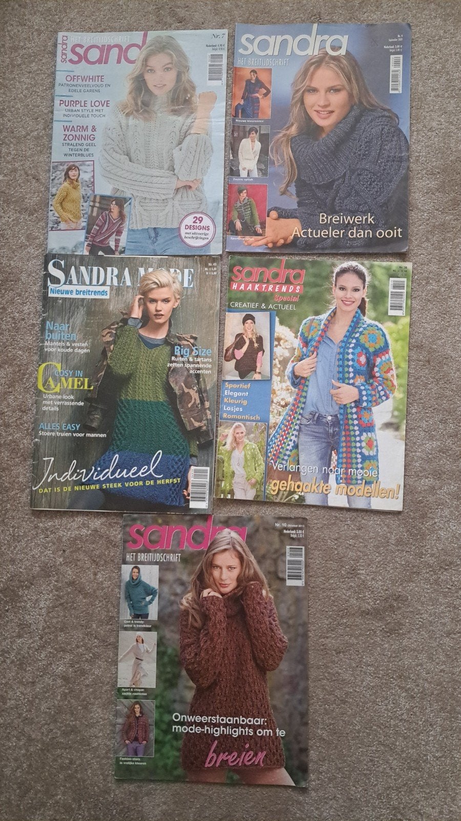 Sandra brei- en haakmagazines - 5 stuks, Ophalen of Verzenden, Breien, Patroon of Boek