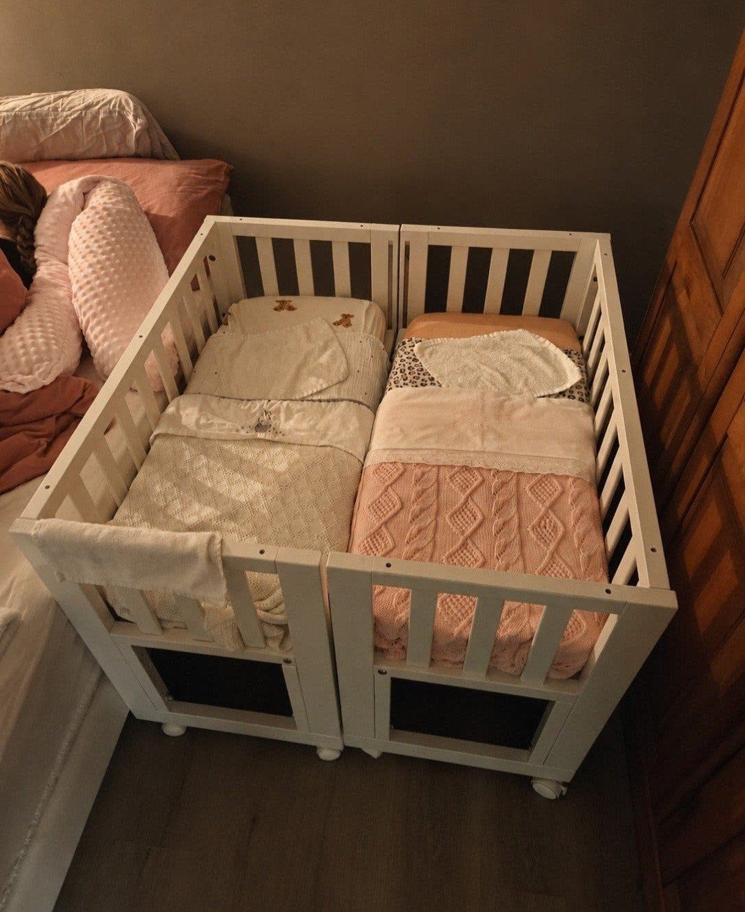 2 Troll Up Co-sleepers (tweeling) met matrassen en toebehore, Kinderen en Baby's, Babywiegjes en Ledikanten, Ophalen, Gebruikt