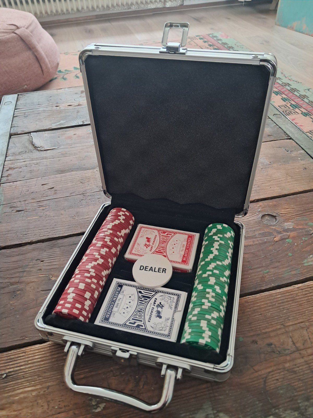 Complete Pokerset in Aluminium Koffer, Drie of vier spelers, Ophalen of Verzenden, Gebruikt