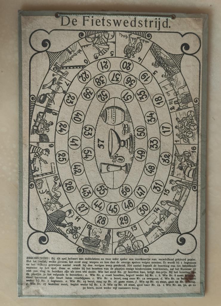 antiek spel De fietswedstrijd, GANZENBORD ca 1920 fietsspel, Antiek en Kunst, Antiek | Speelgoed, Ophalen of Verzenden