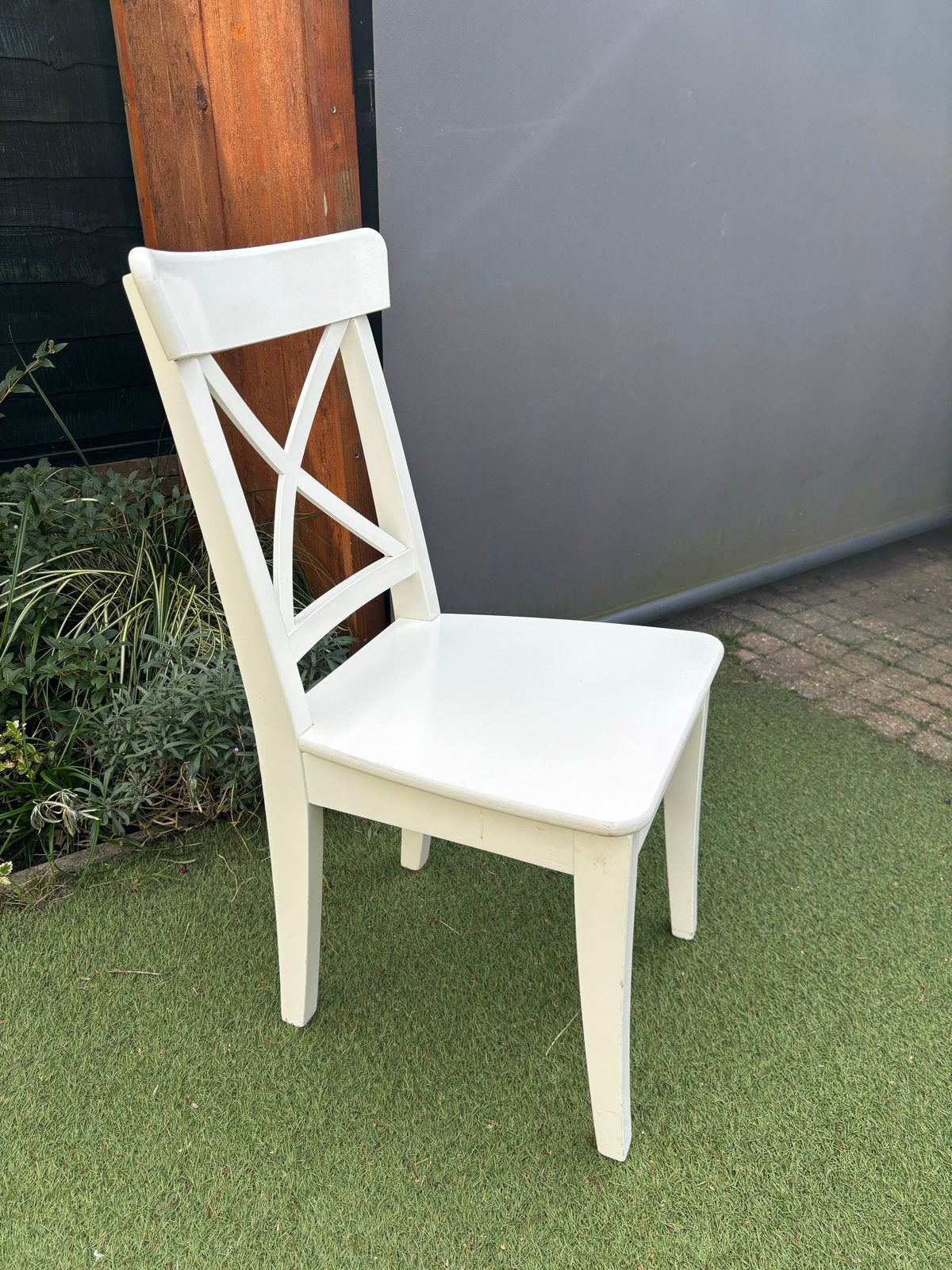 3 Witte IKEA INGOLF stoelen inclusief kussens, Huis en Inrichting, Ophalen, Gebruikt, Drie, Wit