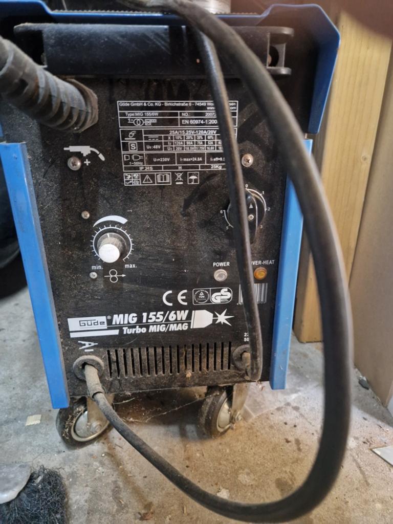Güde MIG 155/6W Turbo MIG/MAG lasapparaat met gasfles, Ophalen of Verzenden, Gebruikt, 150 tot 250 ampère, Co2