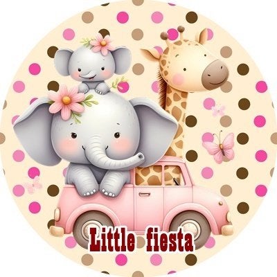 lf1247 luxe icing safari jeep dieren 20cm eetbare taart top, Ophalen of Verzenden, Nieuw, Taarten, Versiering