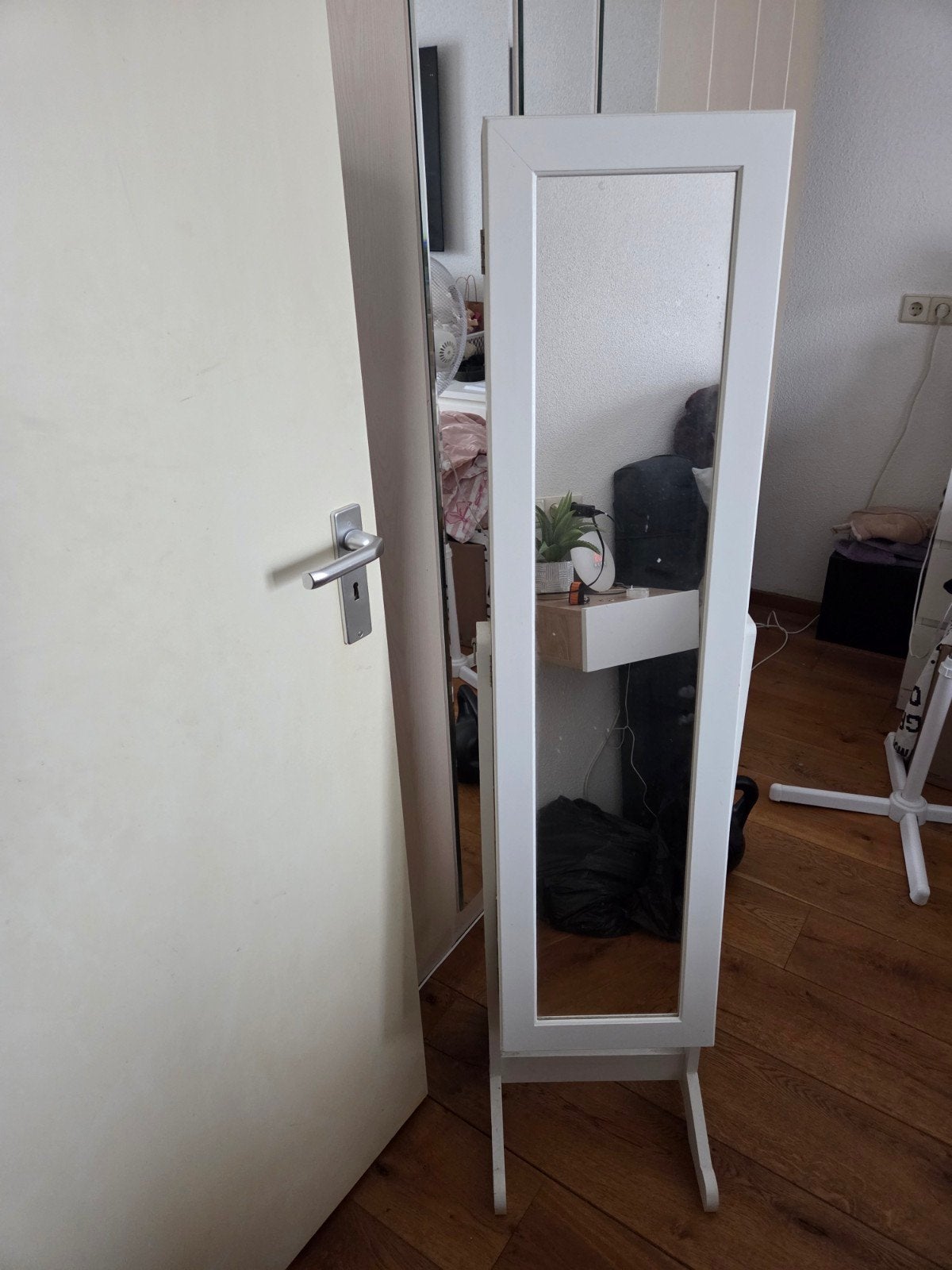 Witte sieraden spiegelkast met opbergruimte, Ophalen, Minder dan 50 cm, Gebruikt, 150 tot 200 cm