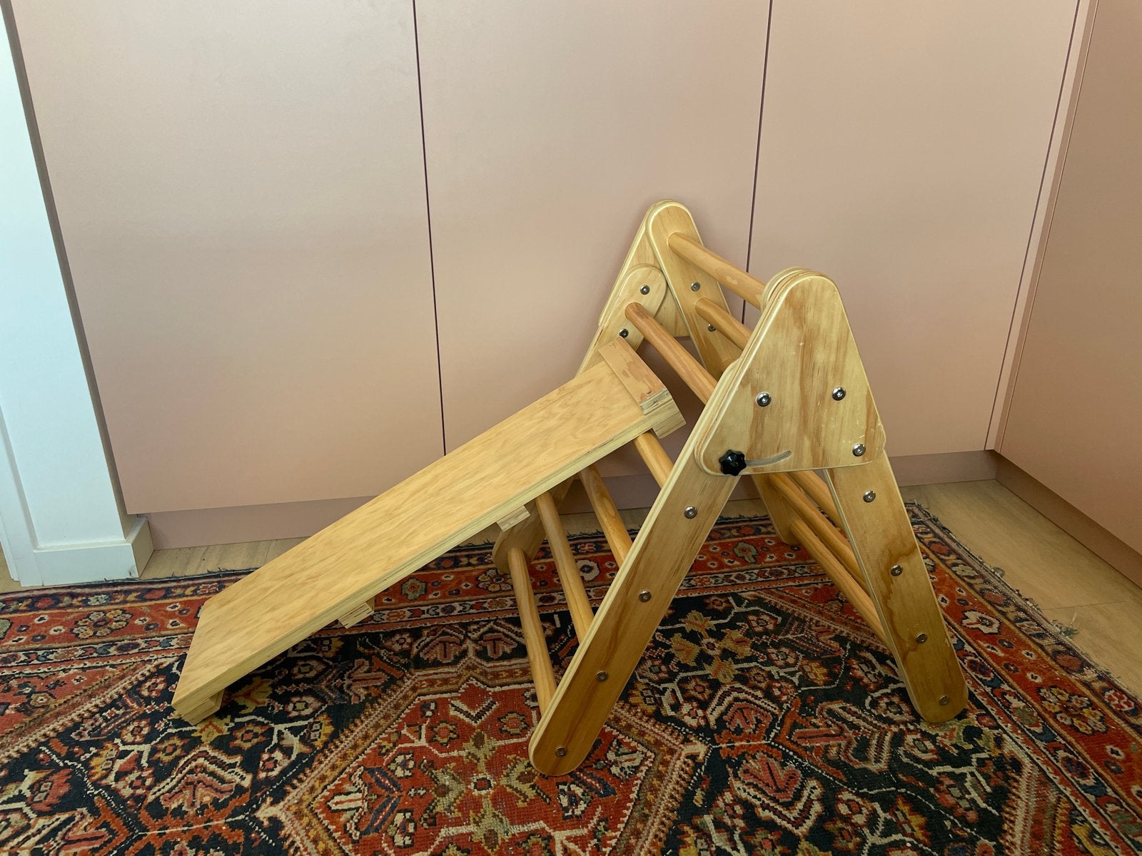 Houten Klimrek met Glijbaan - Montessori Speelgoed, Ophalen, Zo goed als nieuw, Glijbaan, Aanbouwonderdeel