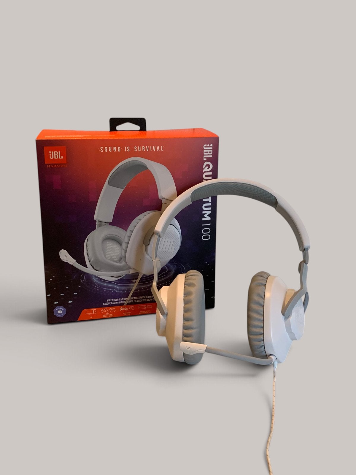 JBL Quantum 100 Gaming Headset - Wit - Zo Goed Als Nieuw, Audio, Tv en Foto, Koptelefoons, Ophalen, Gaming, Surround, JBL