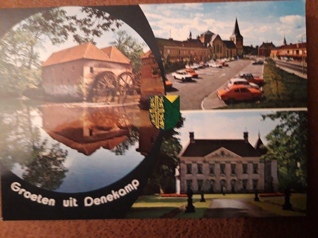 groeten uit Denekamp, 3-luik met auto's Simca Opel Renault 4, Ophalen of Verzenden, 1960 tot 1980, Ongelopen, Overijssel
