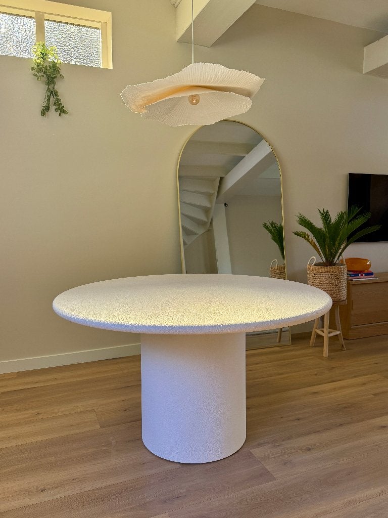 Eettafel Flow Rond Off White 135cm, Ophalen, Rond, Zo goed als nieuw, 100 tot 150 cm