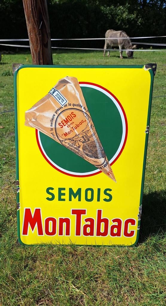 Mooi emaille reclamebord voor Semois Mon Tabac., Verzamelen, Reclamebord, Gebruikt, ., Ophalen of Verzenden