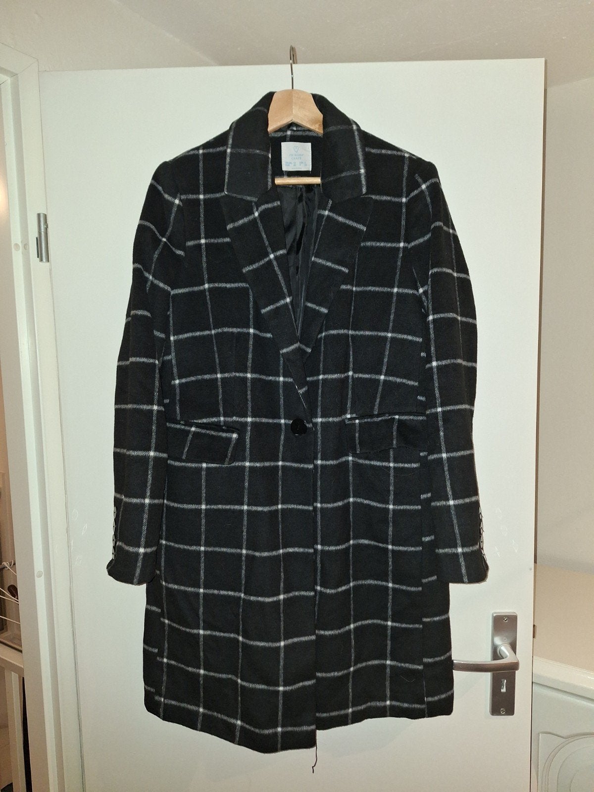 Zwart wit geruite jas Primark maat 40, Maat 38/40 (M), Primark, Zwart, Ophalen of Verzenden