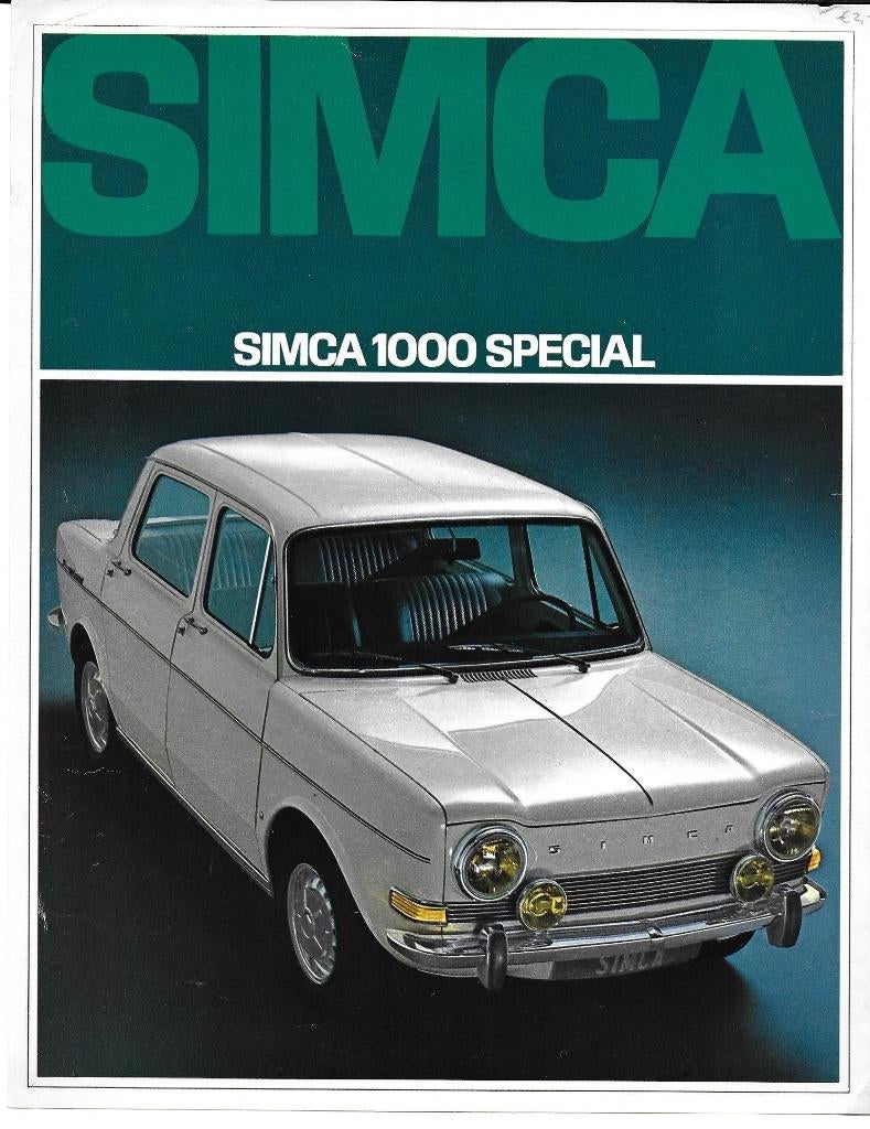 Simca 1000 Special sheet A4 1968 folder (Si01), Ophalen of Verzenden, Zo goed als nieuw, Overige merken