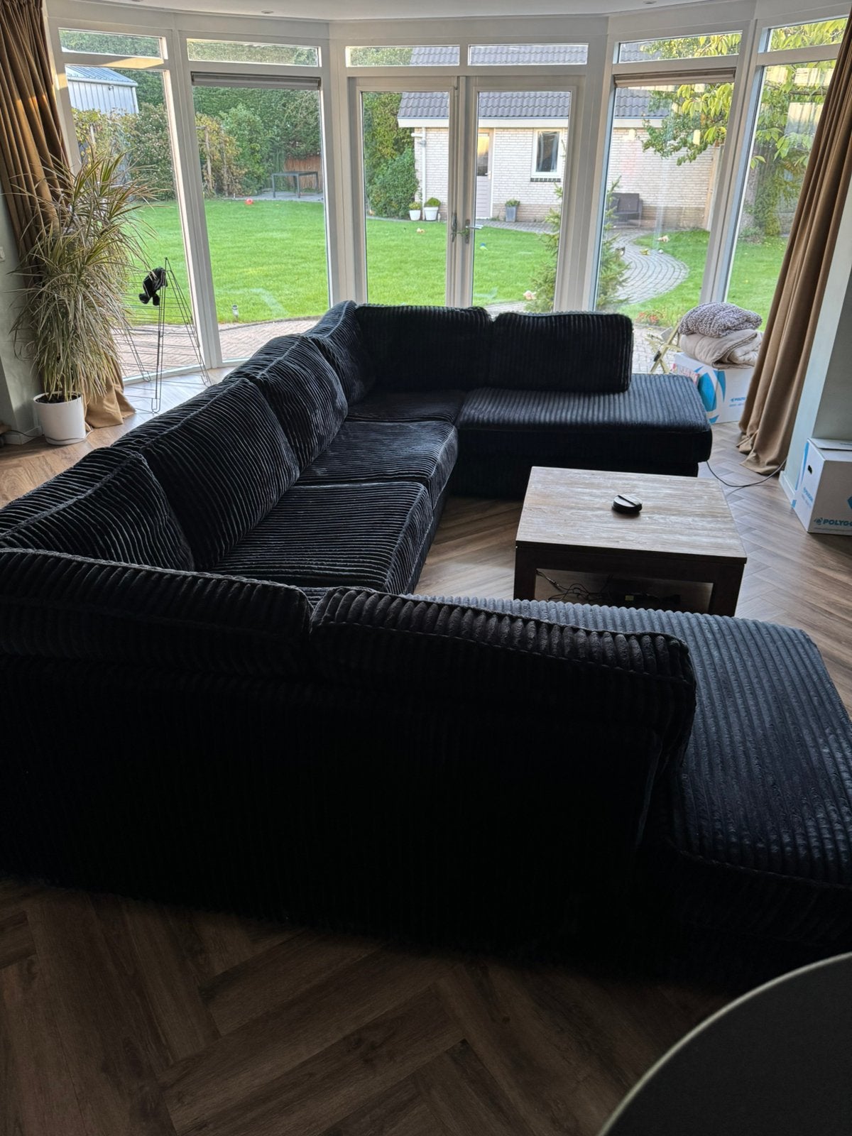 U bank zwart velours 370 bij 230, Ophalen, Gebruikt, Stof