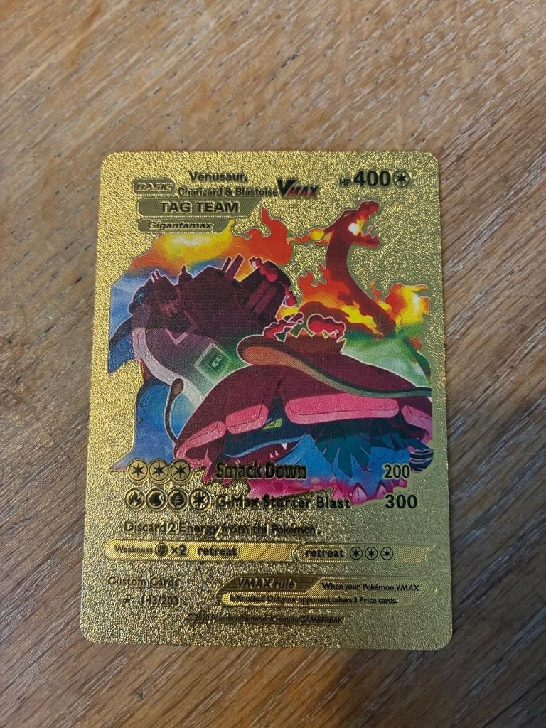 Pokémon Venusaur Charizard Blastoise VMAX Gold Kaart, Ophalen of Verzenden, Zo goed als nieuw, Losse kaart, Foil