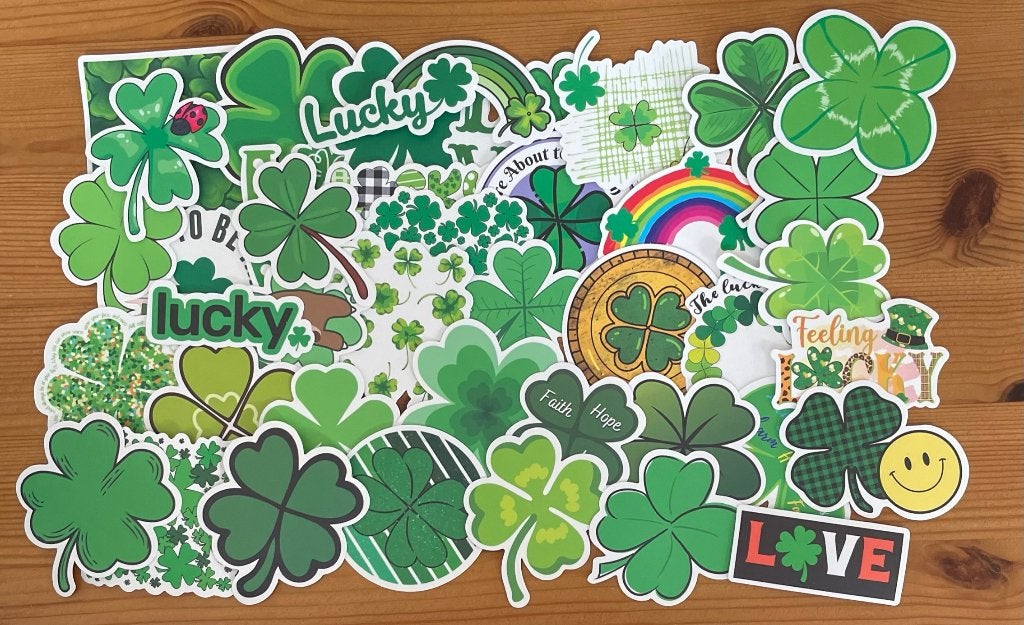 Klavertje vier groene stickers, Verzenden, Nieuw, Meerdere stickers