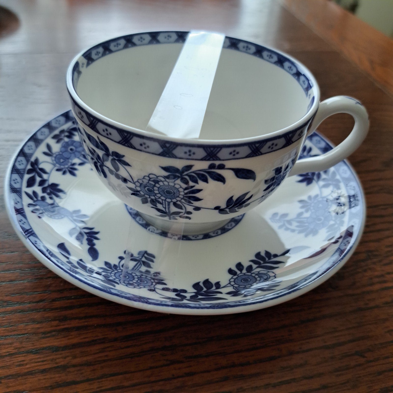 Minton Blue Delft Kop en Schotel - Fijn Bone China, Ophalen of Verzenden