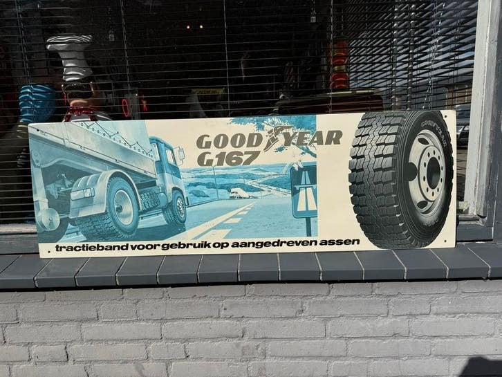 Vintage Goodyear G1617 Vrachtwagenband Reclamebord, Ophalen, Reclamebord, Gebruikt, .