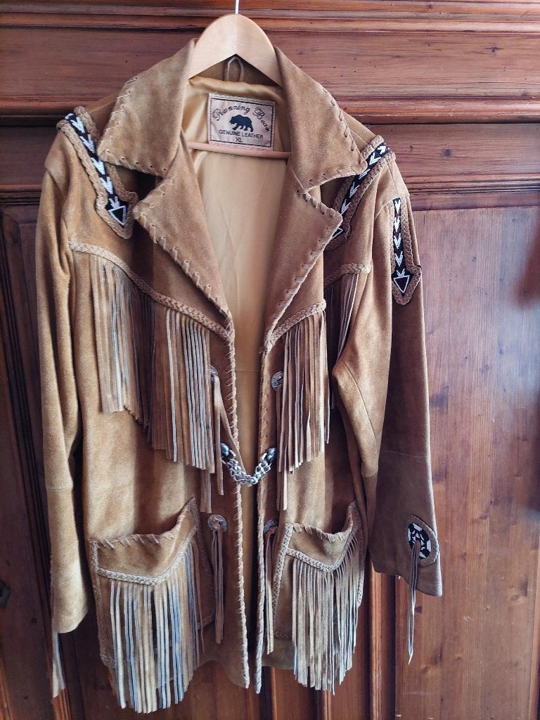 Suede retro jas, Kleding | Dames, Jassen | Zomer, Ophalen, Overige kleuren, Maat 46/48 (XL) of groter, Onbekend