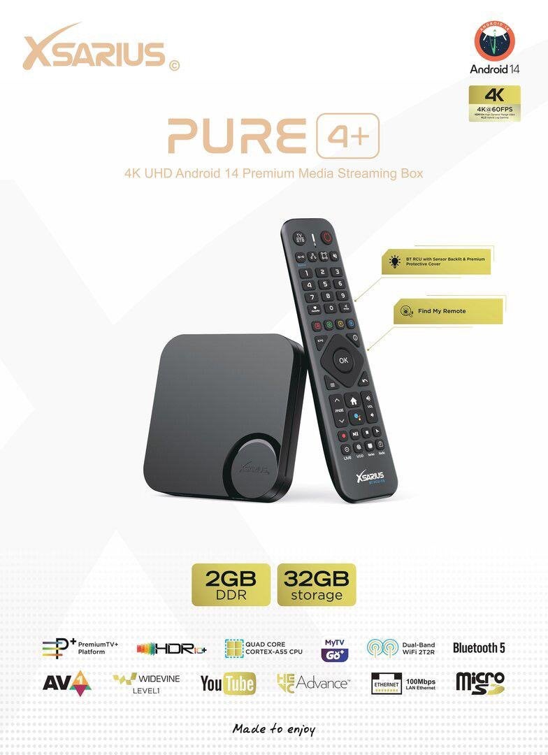 Xsarius Pure 4-+ IPTV 4K Ontvanger box, Ophalen of Verzenden, Nieuw, HDMI, Minder dan 500 GB