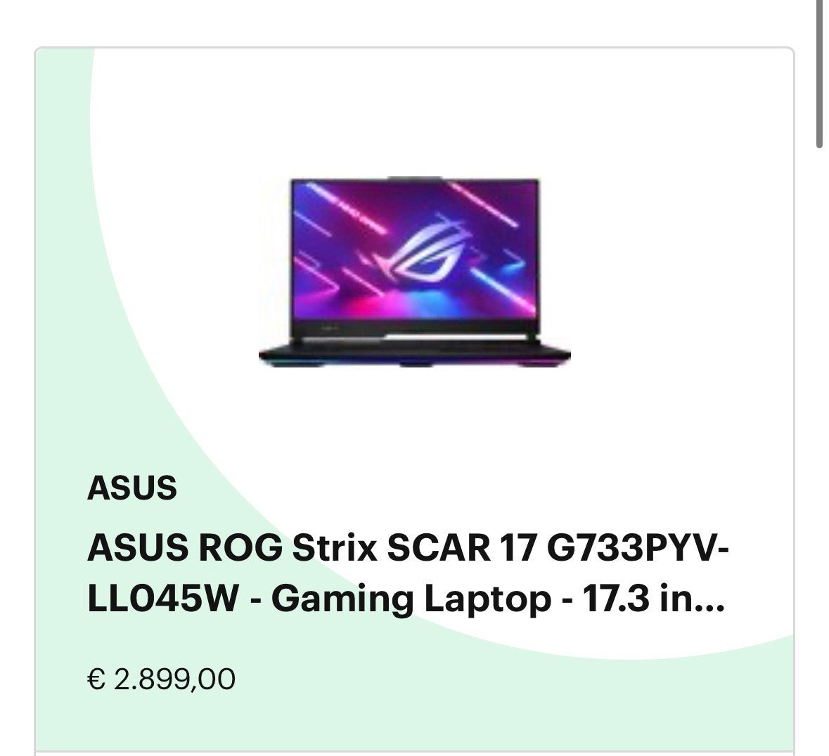 Gaming laptop Asus ROG Strix SCAR 17 240hz, Ophalen, Met videokaart, Nieuw, Gaming