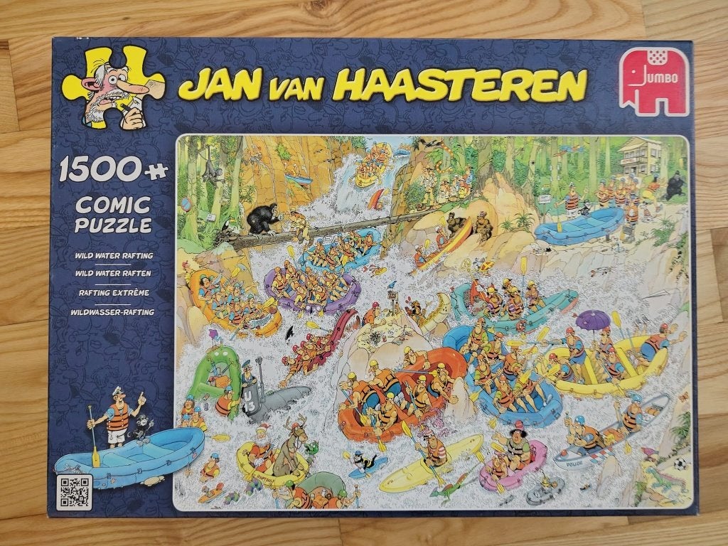 Legpuzzel Wild water raften Jan van Haasteren 1500 stukjes, Ophalen of Verzenden, 500 t/m 1500 stukjes, Gebruikt, Legpuzzel
