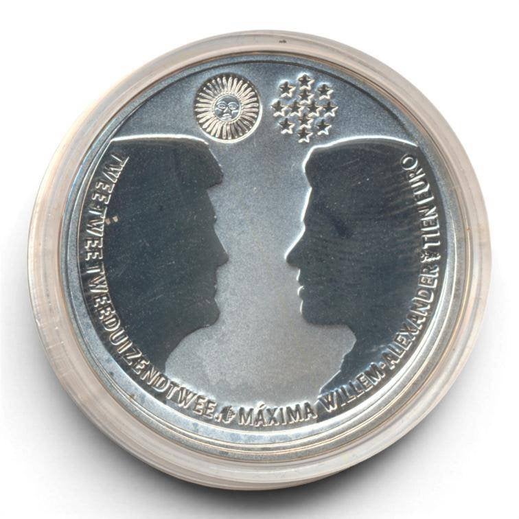 Nederland 10 euro 2002 Huwelijksmunt prooflike zilver, Postzegels en Munten, Koningin Beatrix, Zilver, Euro's, Ophalen of Verzenden