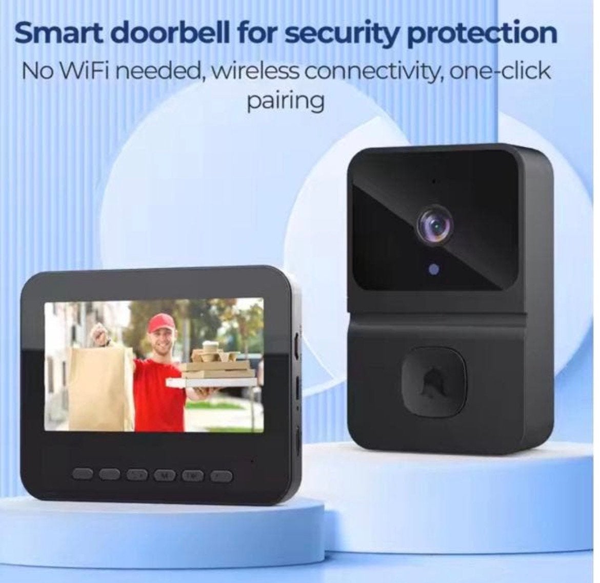Draadloze Video Deurbel met 4.3” Scherm – Full HD, Huis en Inrichting, Ingebouwde camera, Draadloos, Ophalen of Verzenden, Zo goed als nieuw