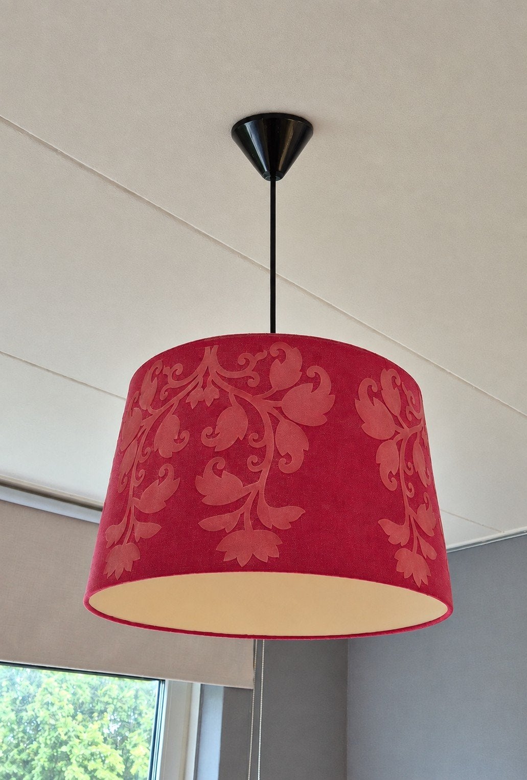 Vintage hanglamp Fuchsia/donkerrood, Ophalen of Verzenden, Rond