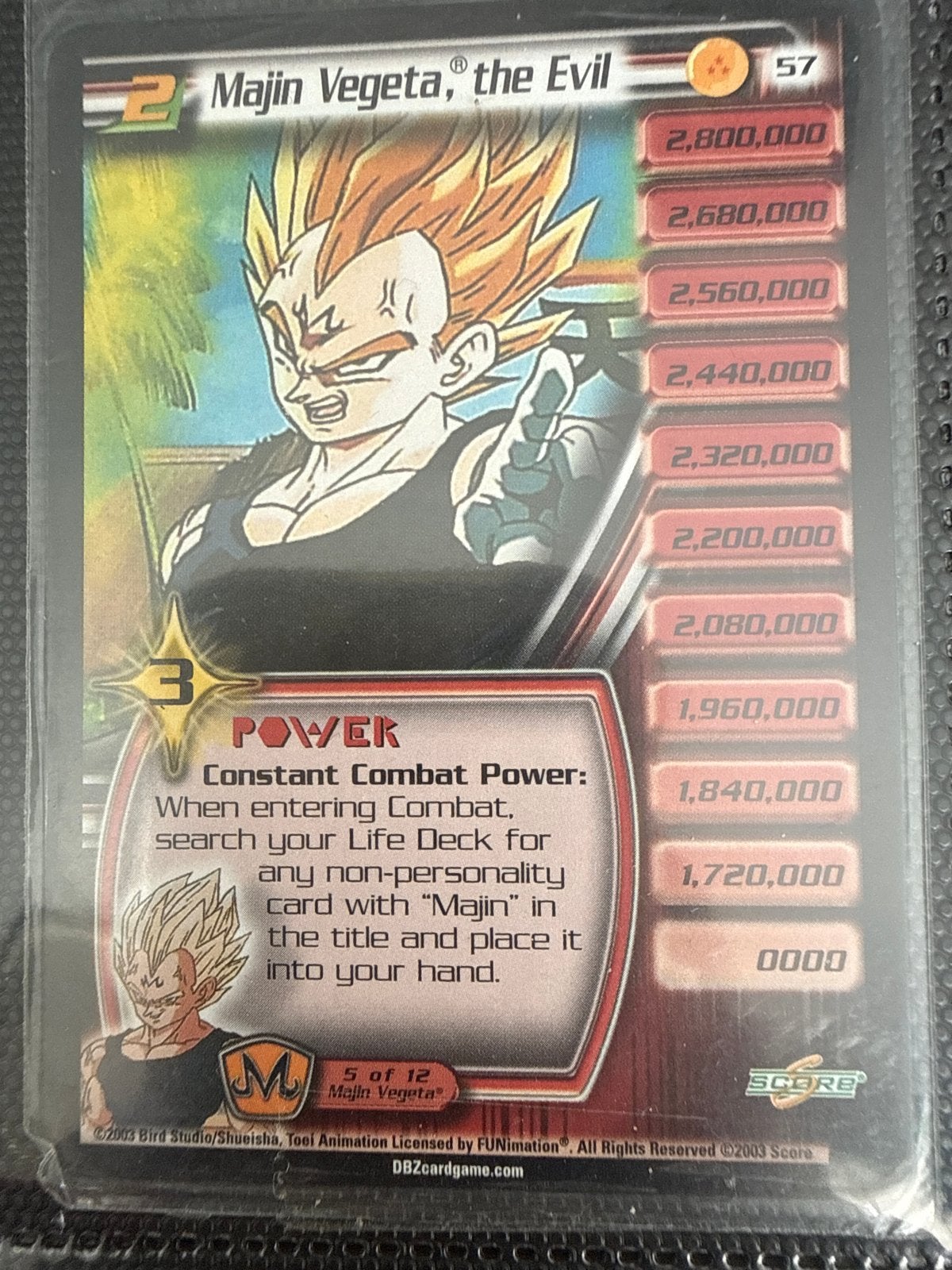 Majin Vegeta, the Evil - Dragon Ball Z Kaart, Ophalen of Verzenden, Zo goed als nieuw, Losse kaart