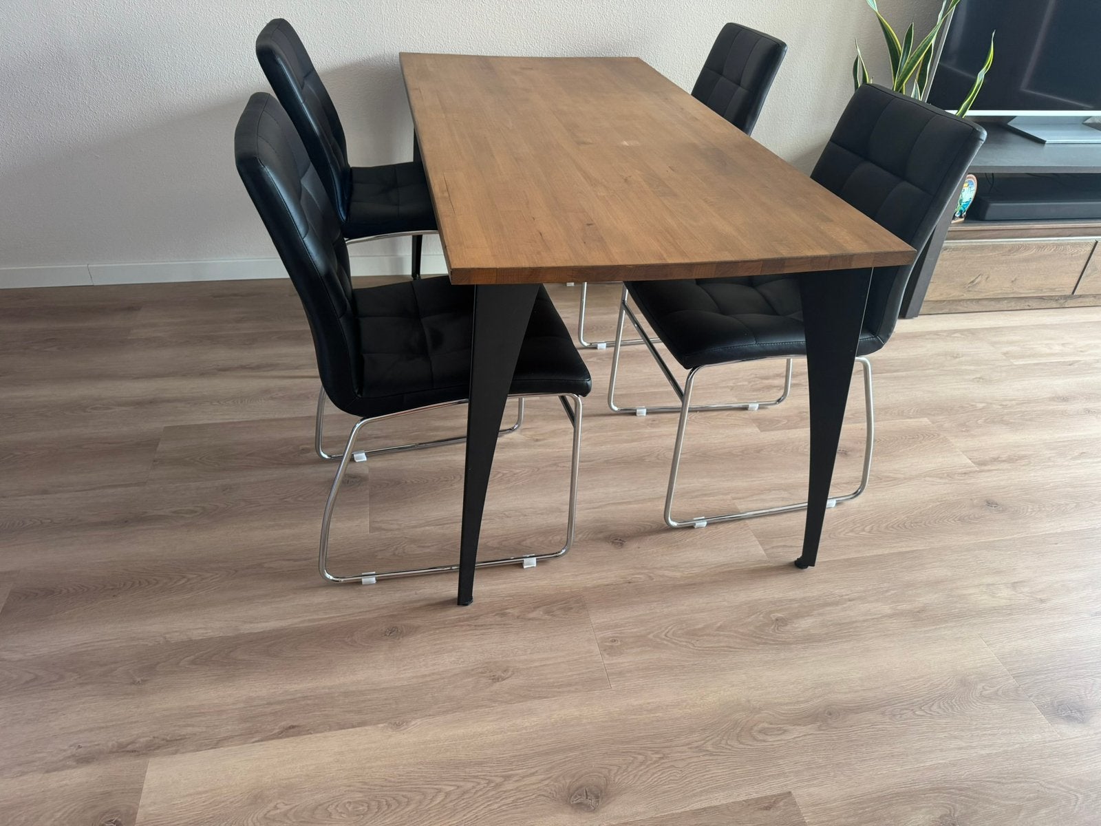 Tafel + stoelen, Huis en Inrichting, Tafels | Eettafels, Gebruikt, 50 tot 100 cm, 150 tot 200 cm, Vier personen, Rechthoekig, Eikenhout