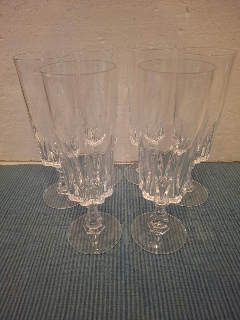 Crystal d'Arques - 6 mooie kristallen champagneglazen, Antiek en Kunst, Antiek | Glas en Kristal, Ophalen of Verzenden