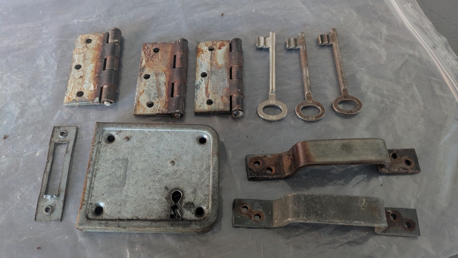 Deurbeslag set voor schuur of hek, Ophalen of Verzenden, Gebruikt