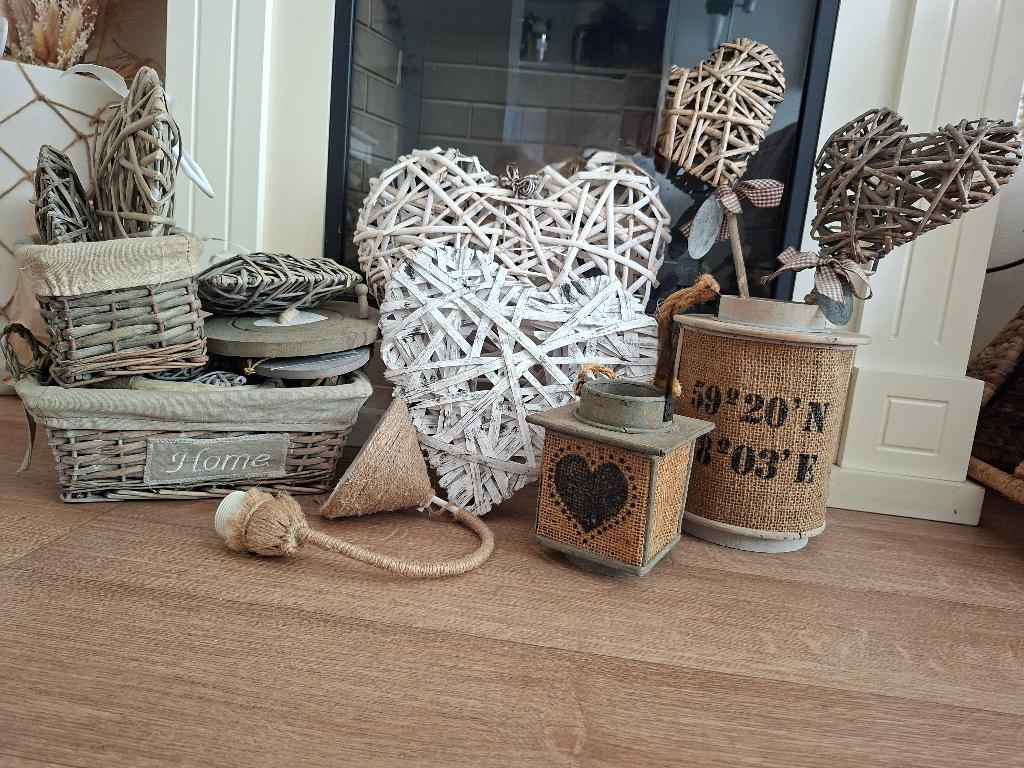 Rotan jute hout riet harten manden etc, Ophalen of Verzenden, Gebruikt, Rond, Riet