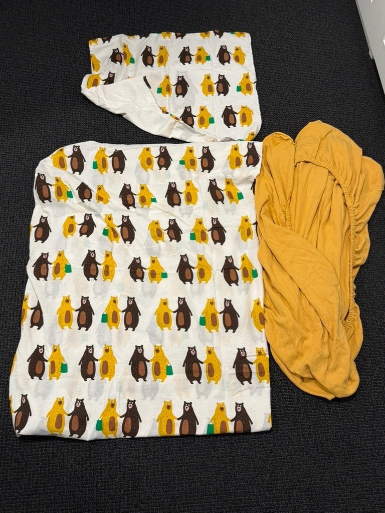 Kinder dekbed overtrek 140x200 + kussensloop + hoeslaken, Ophalen of Verzenden, Zo goed als nieuw, IKEA, Meerkleurig