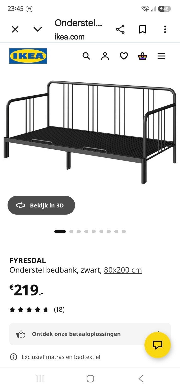fyresdal uitschuifbaar bed ikea, Ophalen, Eenpersoons, Zwart, 80 cm
