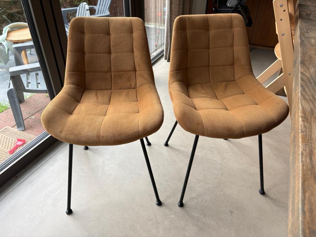6 velvet stoelen in nette staat, Ophalen, Gebruikt, Bruin, Vijf, Zes of meer stoelen