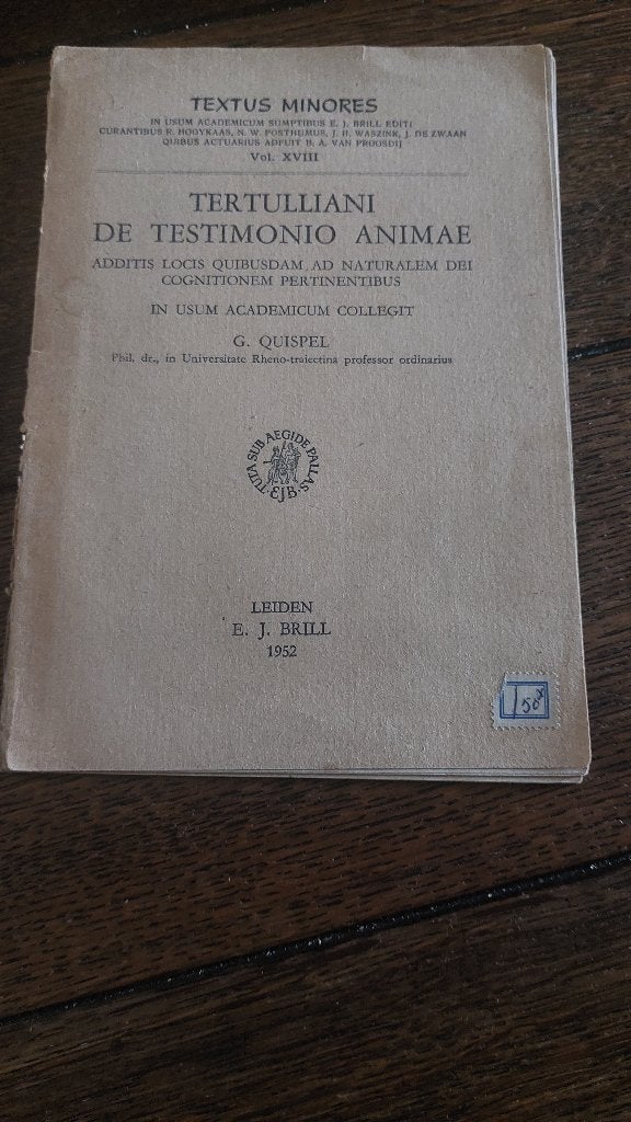 Quispel:TERTULLIANI DE TESTIMONIO ANIMAE+OSCAN- UMBRIAN, Ophalen of Verzenden, Gelezen, Christendom | Katholiek